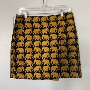 Elephant Patterned Black and Gold Skirt